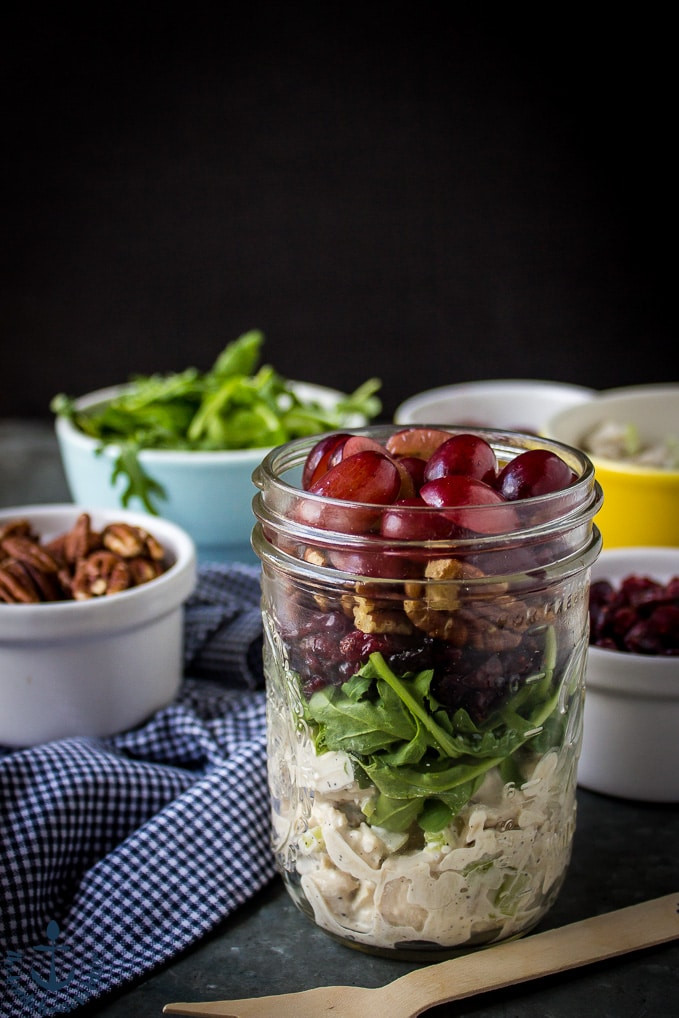 Turkey Salad With Grapes
 Turkey Salad with Grapes Pecans and Cranberries in a Jar