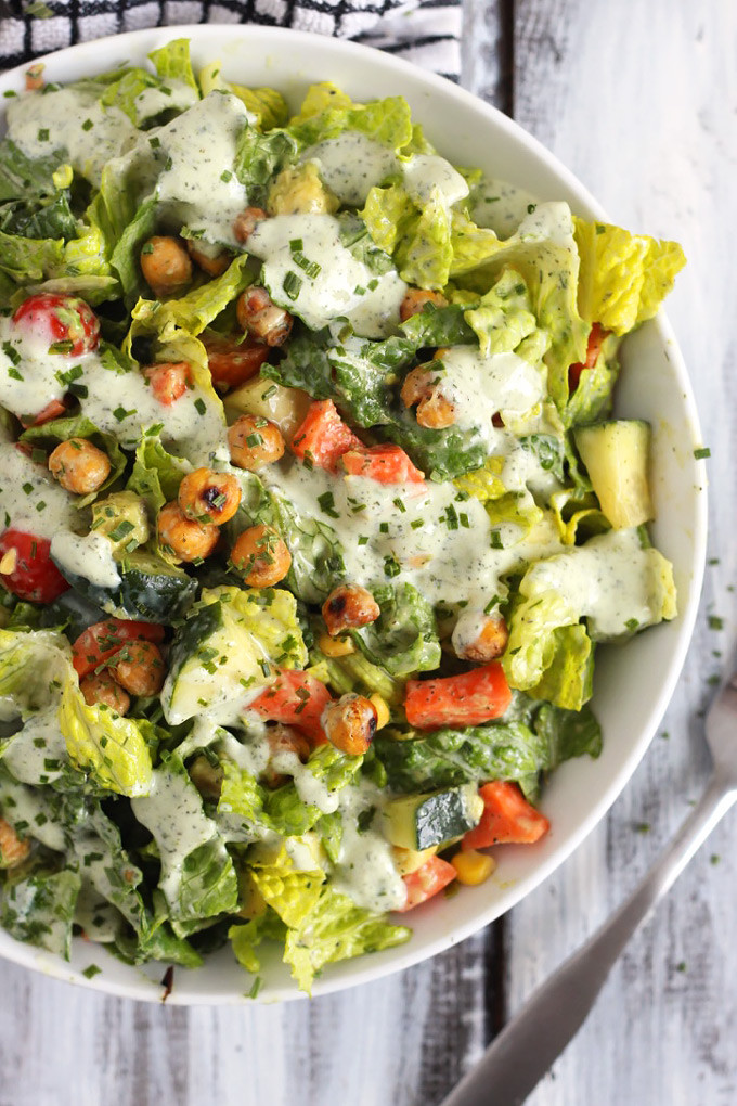 Vegetarian Salad Dressings
 Roasted Chickpea Salad with Vegan Ranch Dressing – Emilie Eats