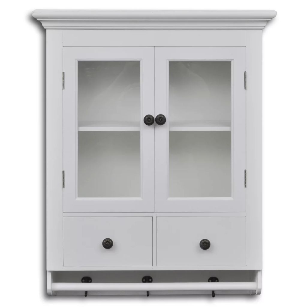 Wall Cabinet Kitchen
 White Wooden Kitchen Wall Cabinet with Glass Door