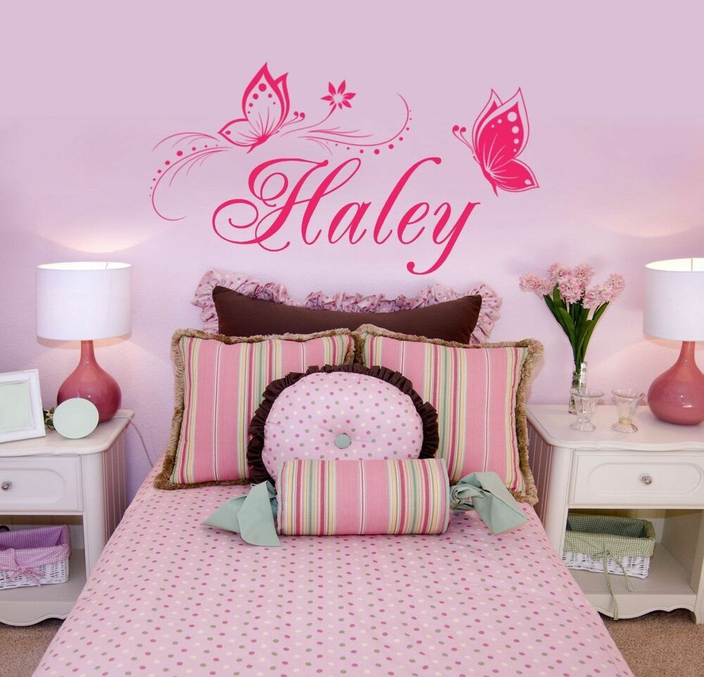 Wall Decals For Girl Bedroom
 Butterfly Wall Sticker Personalized ONE NAME Vinyl Wall