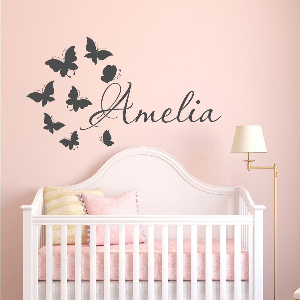 Wall Decals For Girl Bedroom
 Name Wall Decal Girl Butterfly Name Wall Decal Personalized