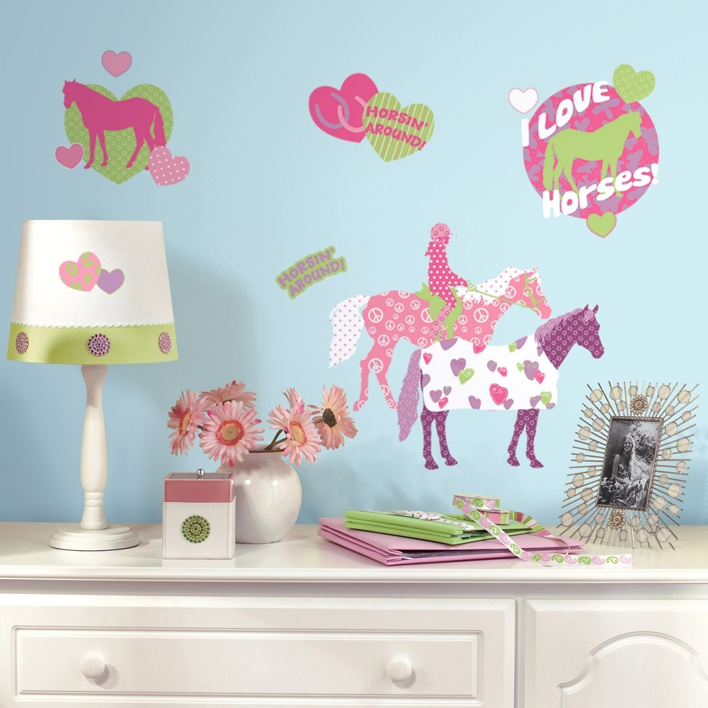 Wall Decals For Girl Bedroom
 44 New HORSE CRAZY WALL DECALS Girls Horses Stickers Pink