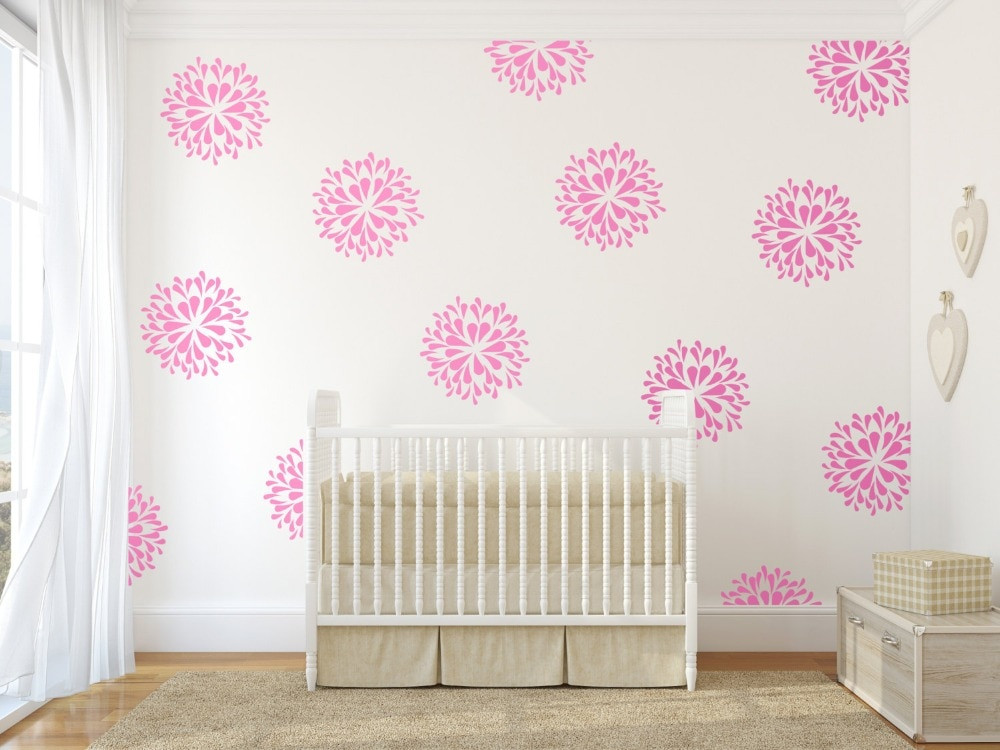 Wall Decals For Girl Bedroom
 Beautiful Flower Blooms Pattern wall Decal DIY Home Decor