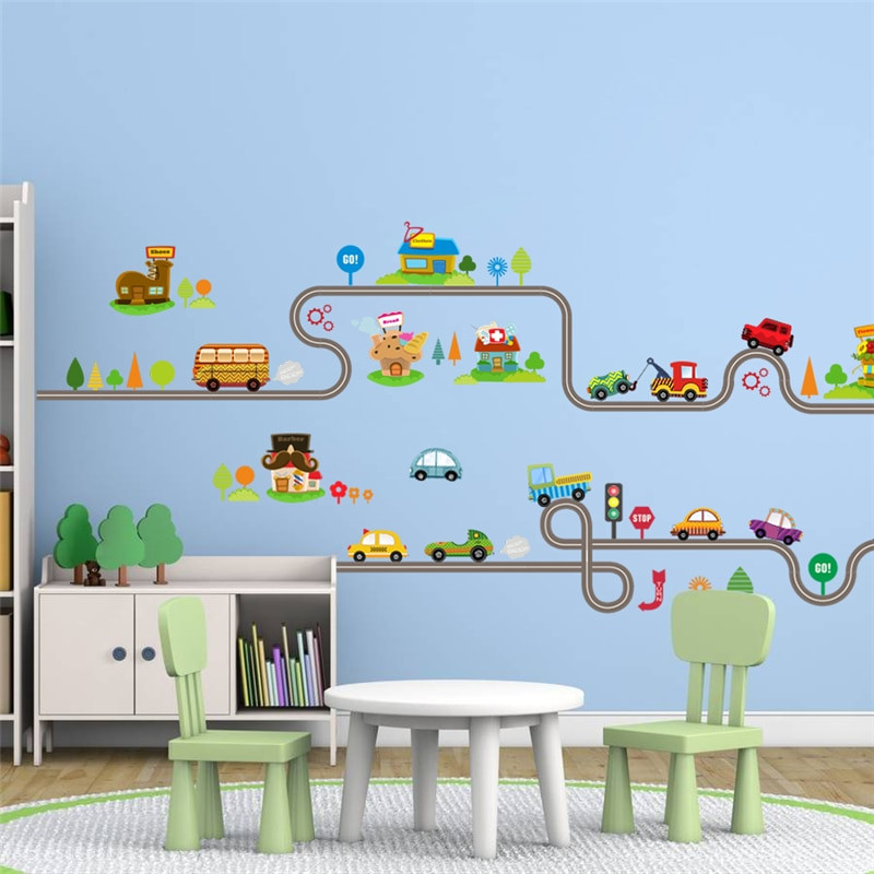 Wall Stickers For Kids Room
 DIY PVC Highway Track Car Wall Stickers Home Decoration