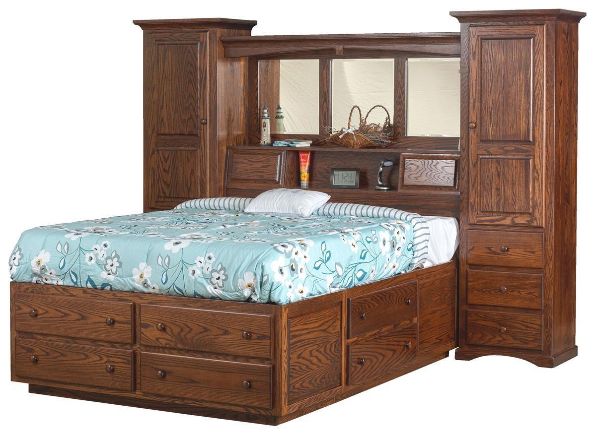 Wall Unit Bedroom Furniture
 Indiana Trail Wall Unit Platform Bed from DutchCrafters Amish