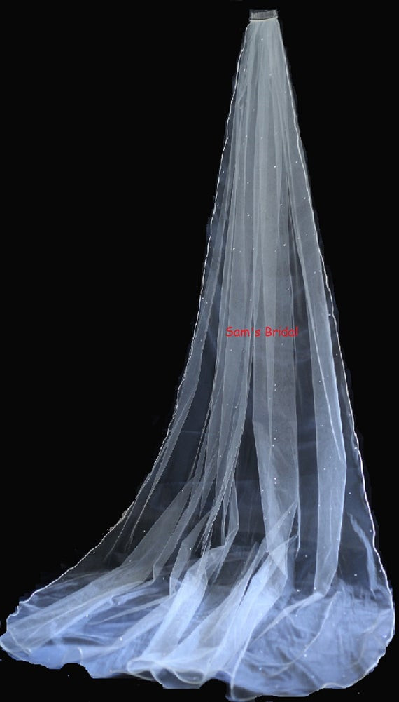 Wedding Cathedral Veils With Crystals
 Bridal wedding Cathedral length veil with crystals by