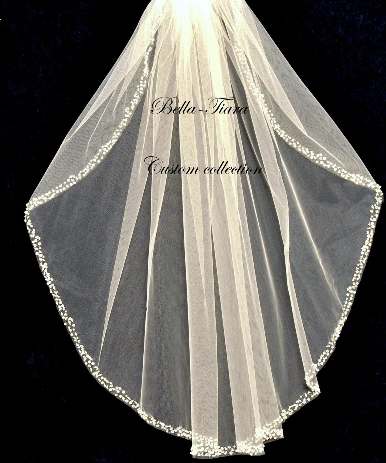Wedding Cathedral Veils With Crystals
 extra long cathedral wedding veil crystal beaded by