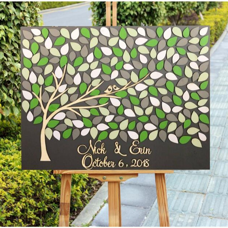 Wedding Guest Book Tree Leaves
 Personalized Wedding Guest Book Wooden Tree of life 3D