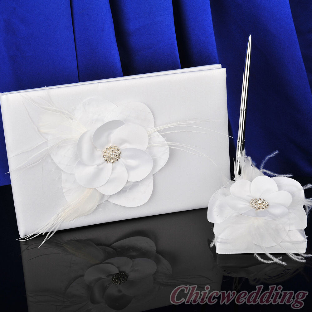 Wedding Guest Book With Pen
 Flower White Wedding Guest Book and Pen Set Anniversary