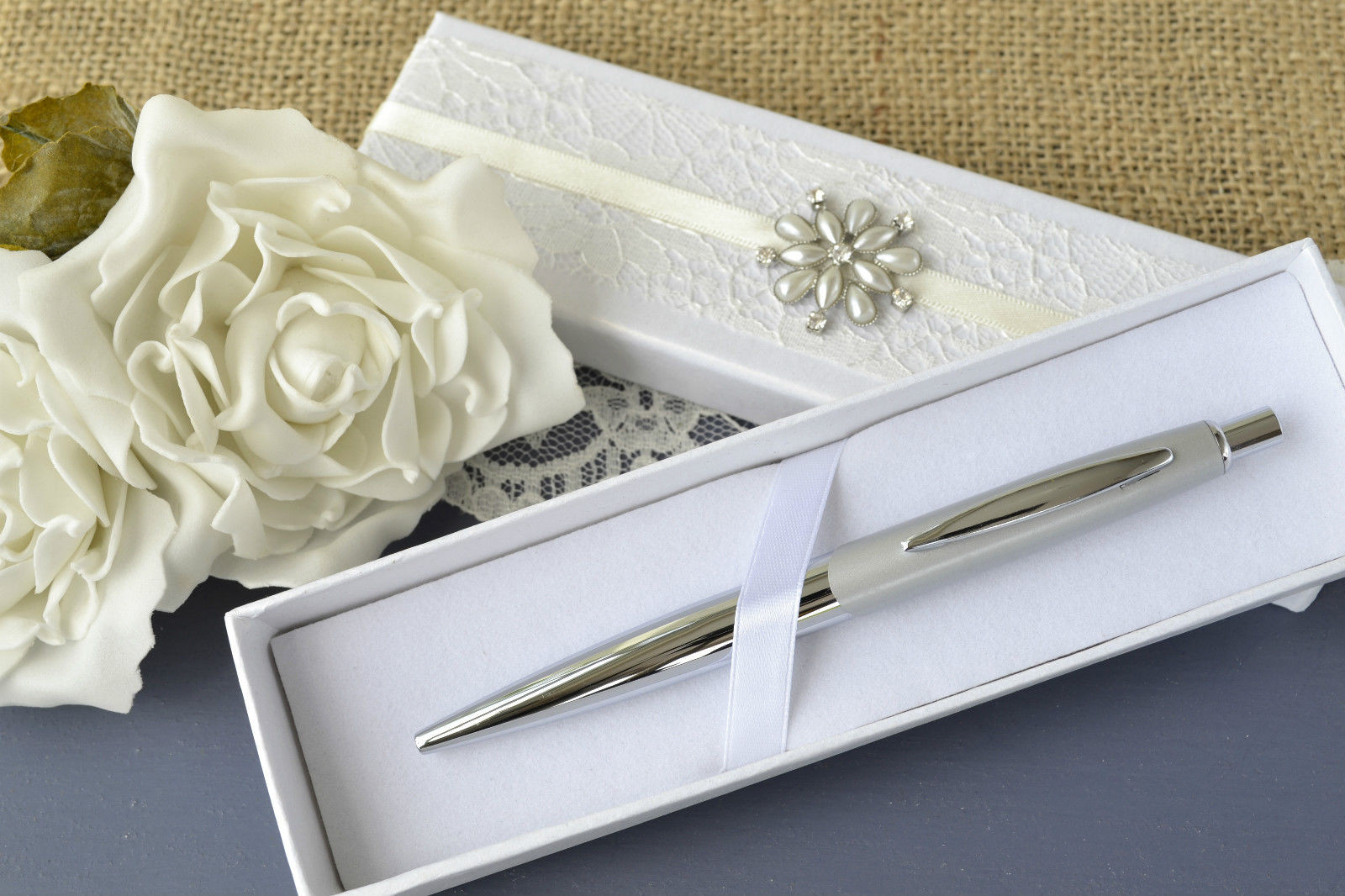 Wedding Guest Book With Pen
 Wedding Guest Book Pen With Elegant Ivory Hand Decorated