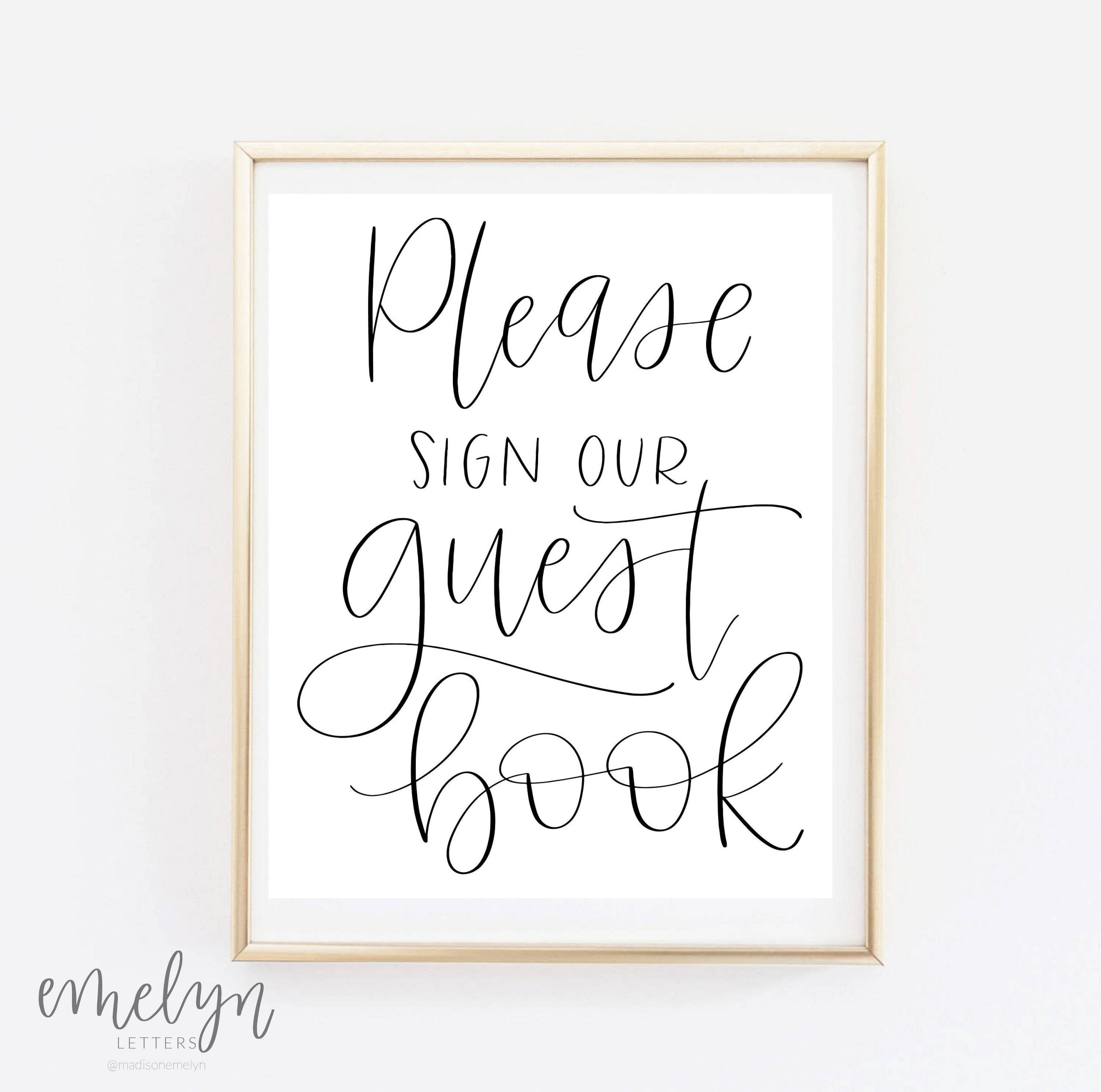 Wedding Guest Sign-in Book
 Please Sign Our Guest Book Wedding Print Guestbook Sign