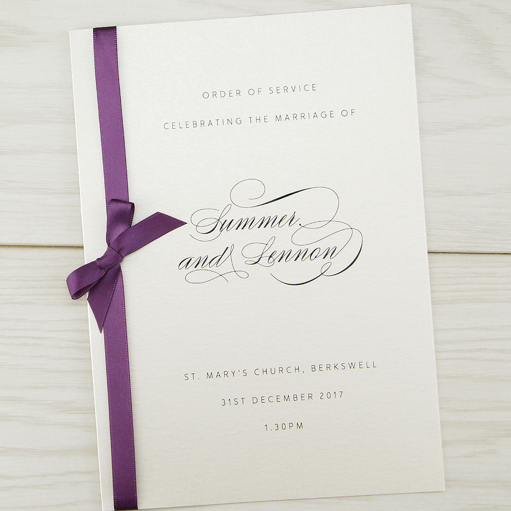 When To Order Wedding Invitations
 Violet Order of Service