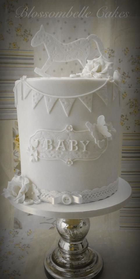 White Baby Shower Cake
 10 Baby Shower Cakes Totally Worth The Effort