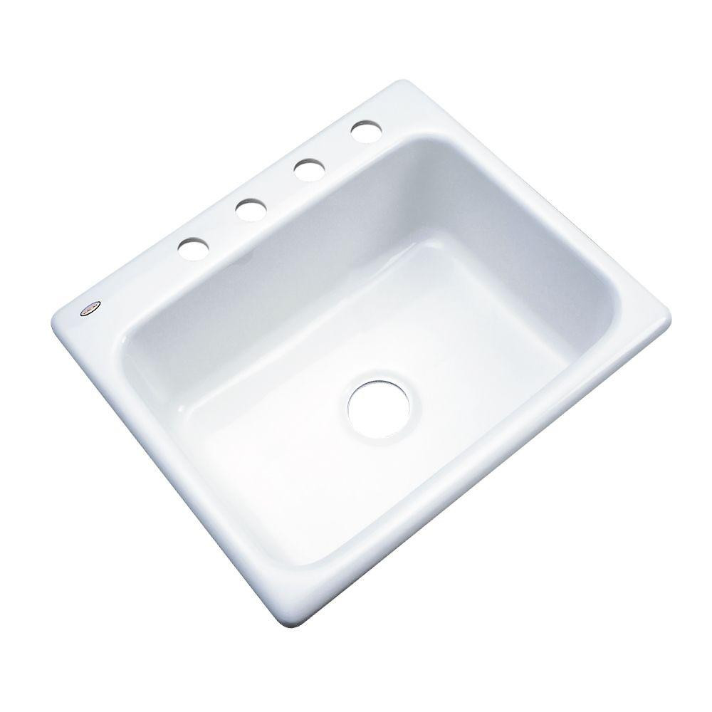White Kitchen Sink Home Depot
 Glacier Bay Inverness Drop In Acrylic 25 in 4 Hole Single