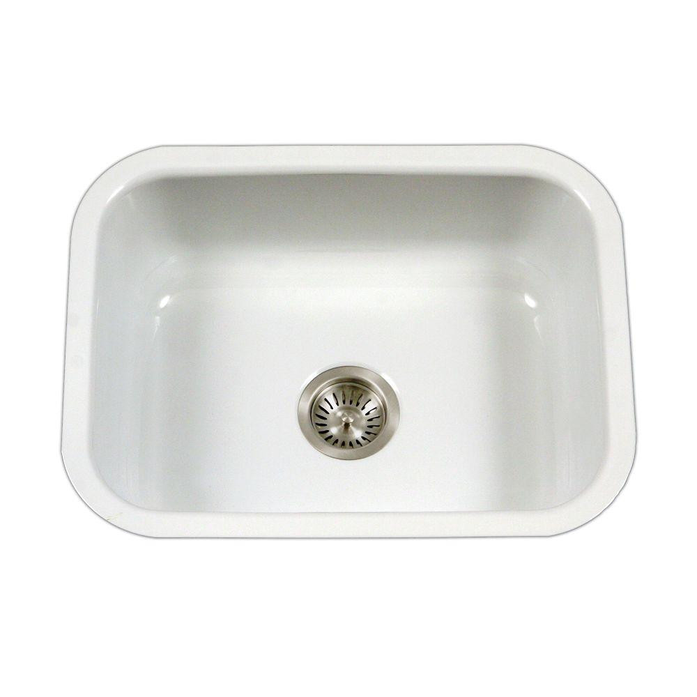 White Kitchen Sink Home Depot
 HOUZER Porcela Series Undermount Porcelain Enamel Steel 23