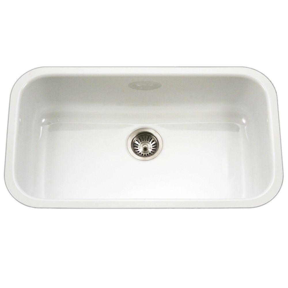 White Kitchen Sink Home Depot
 HOUZER Porcela Series Undermount Porcelain Enamel Steel 31