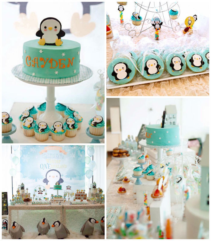 Winter Birthday Party Ideas For 1 Year Old
 Kara s Party Ideas Winter " e"derland Penguin 1st