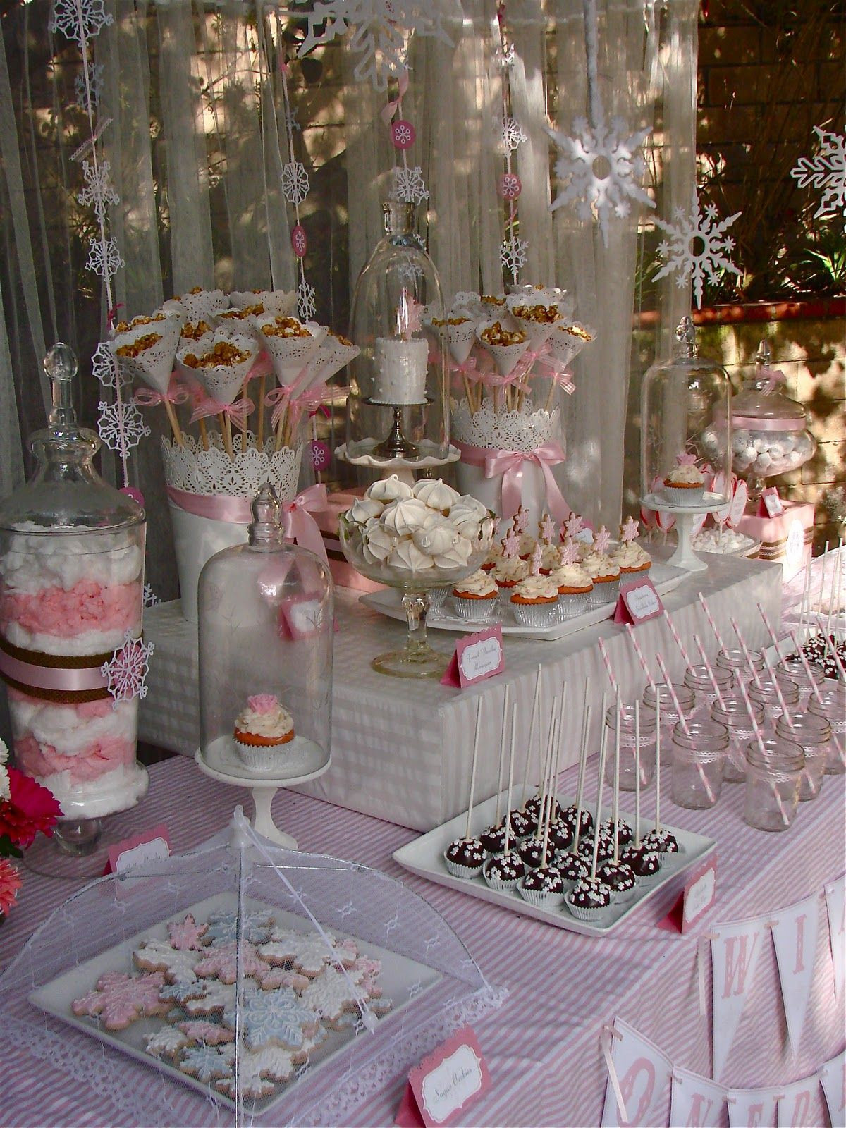 Winter Birthday Party Ideas For 1 Year Old
 I am in love with this pretty in pink Winter e derland