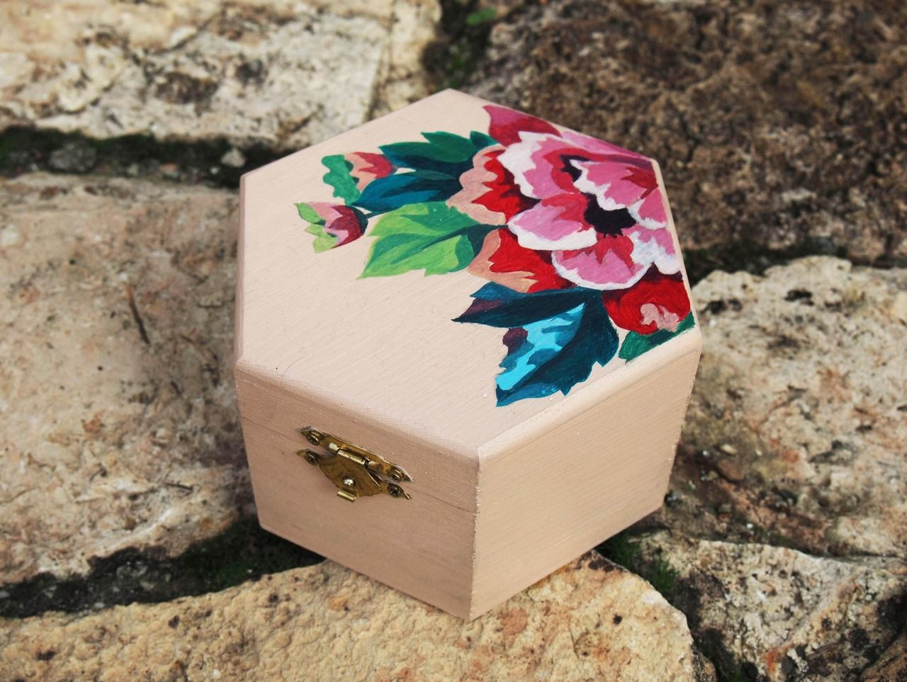 Wood Box Painting Ideas
 Hand painted wooden box with acrylics by Manuela Lendoyro