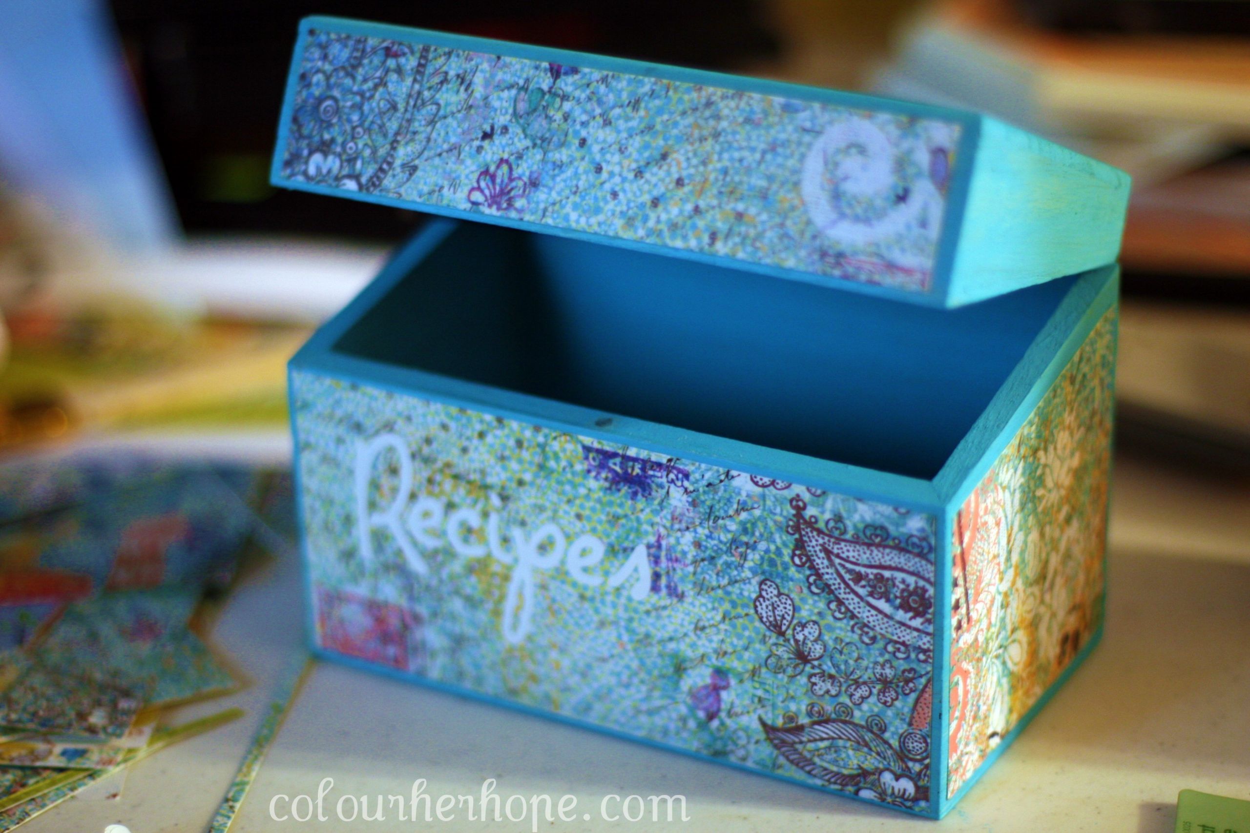 Wood Box Painting Ideas
 DIY Recipe Box – Colour Her Hope