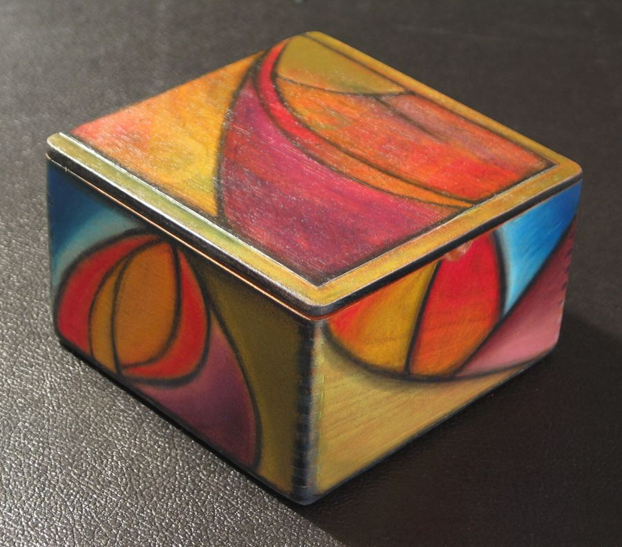 Wood Box Painting Ideas
 Original abstract hand painted wooden box by Isao Kogure
