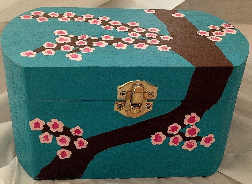 Wood Box Painting Ideas
 Standard wooden box hand painted with acrylic paint