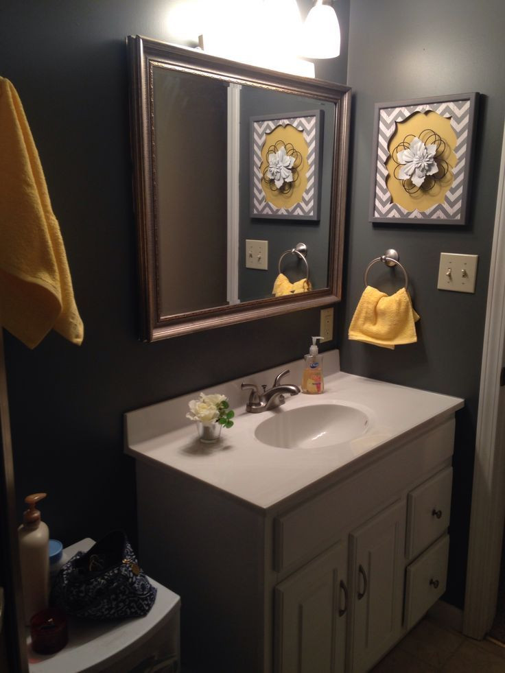 Yellow And Gray Bathroom Decor
 Dark grey and yellow bathroom