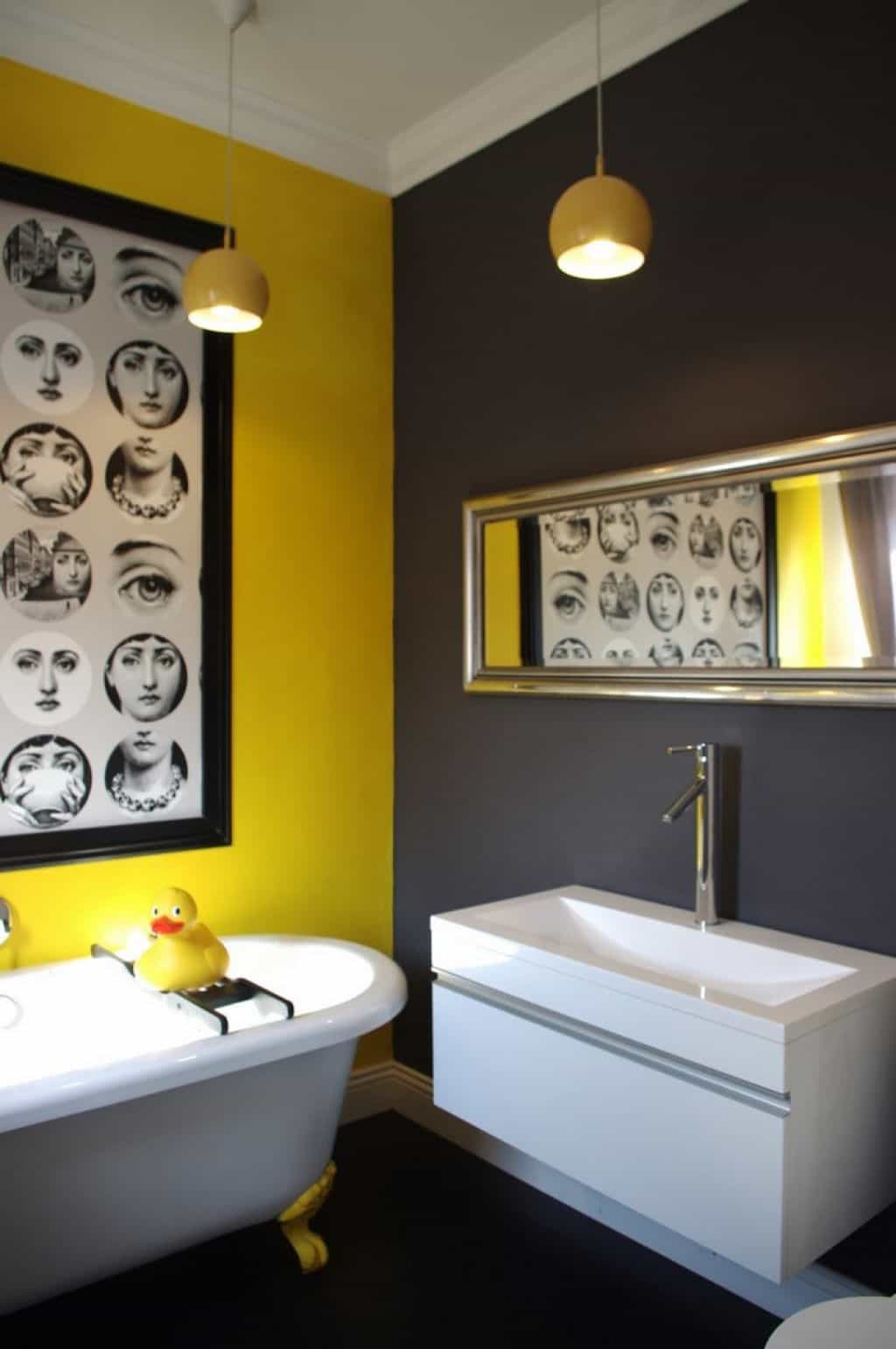 Yellow And Gray Bathroom Decor
 Bathroom With Yellow Grey Wall Colors Bathroom