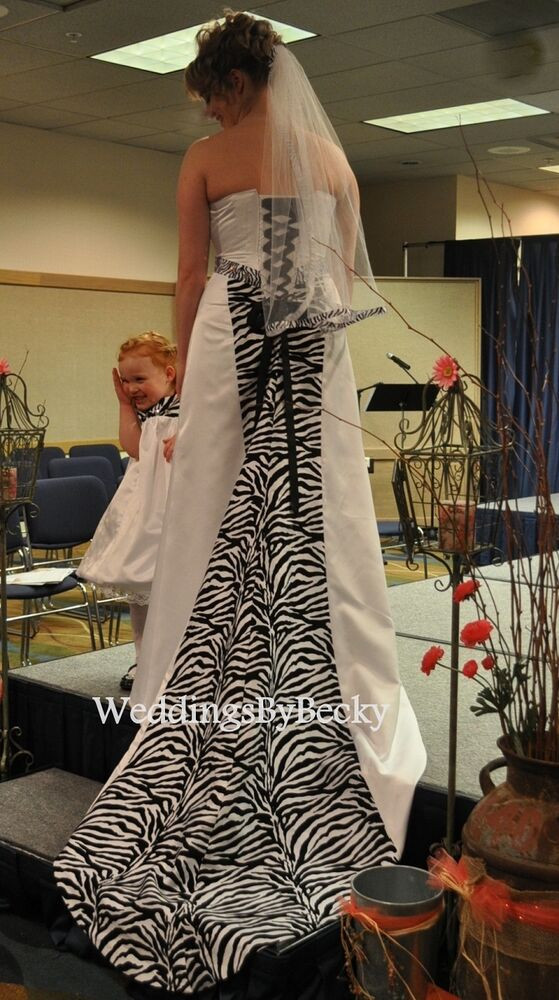 Zebra Wedding Dress
 NEW Camo Wedding Gown dress Zebra print LAST ONE