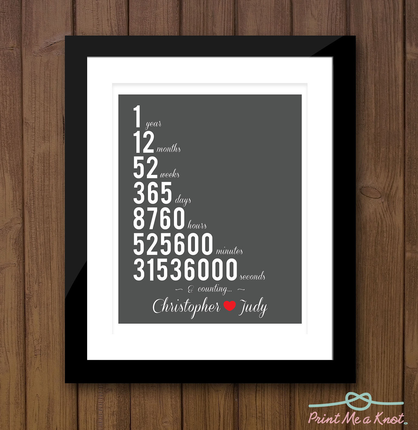 1 Month Anniversary Gift Ideas
 8x10 Anniversary Numbers Print Personalized Birthday