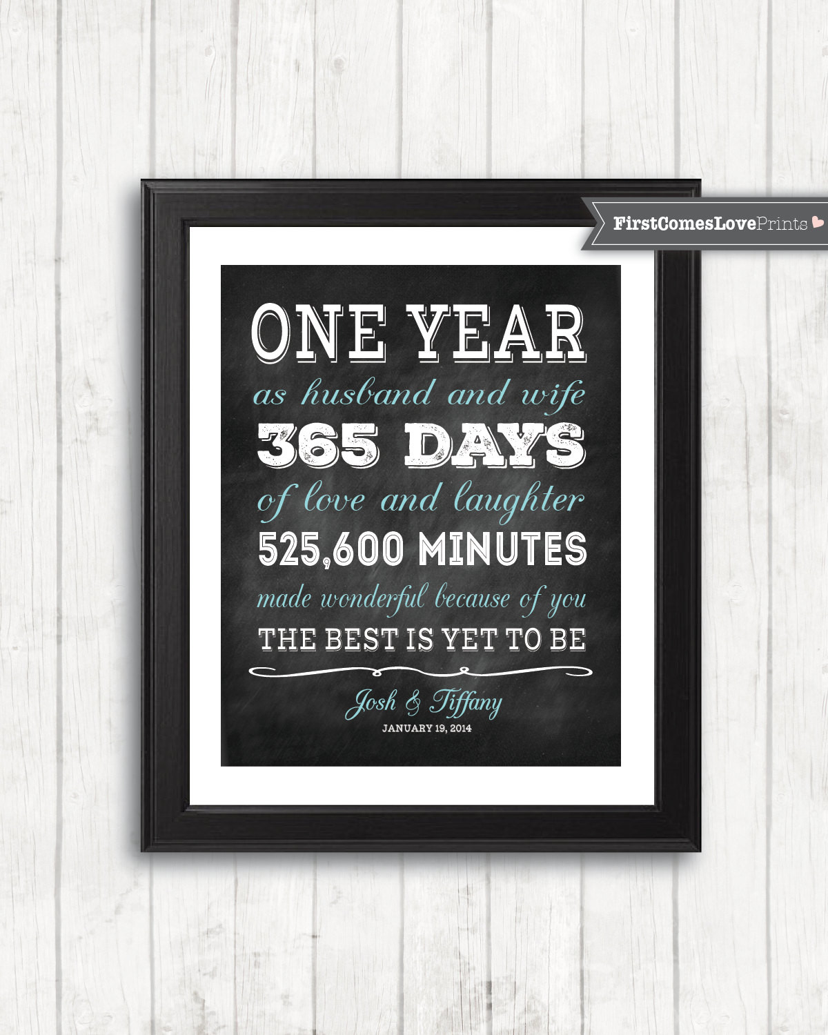 1 Yr Anniversary Gift Ideas For Her
 Chalkboard Style First Anniversary Gift for Husband for Wife