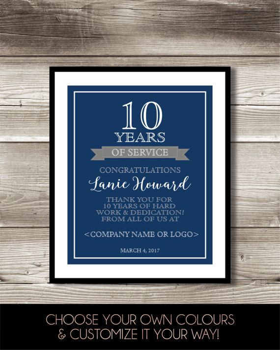 10 Year Work Anniversary Gift Ideas
 10 Year Work Anniversary Print 10th Work Anniversary