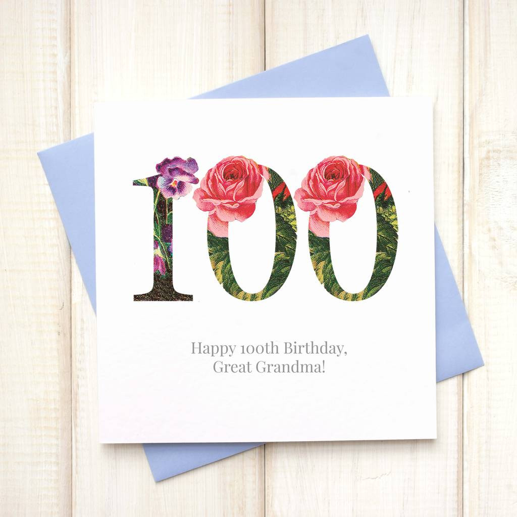 100th Birthday Card
 personalised 100th floral birthday card by chi chi moi