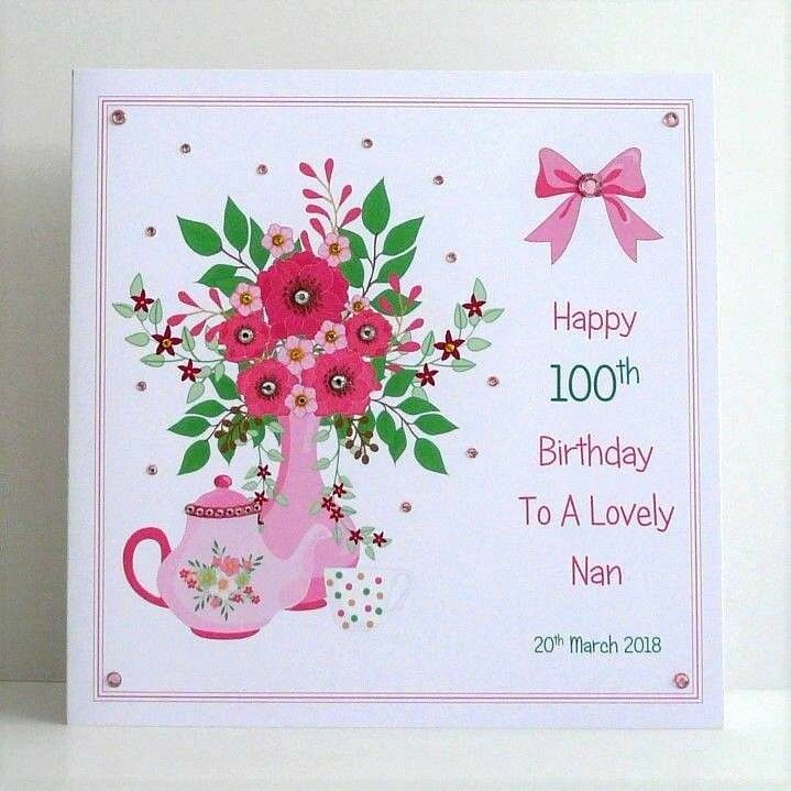 100th Birthday Card
 100th Birthday Card Mum Nan Gran Friend etc Personalised