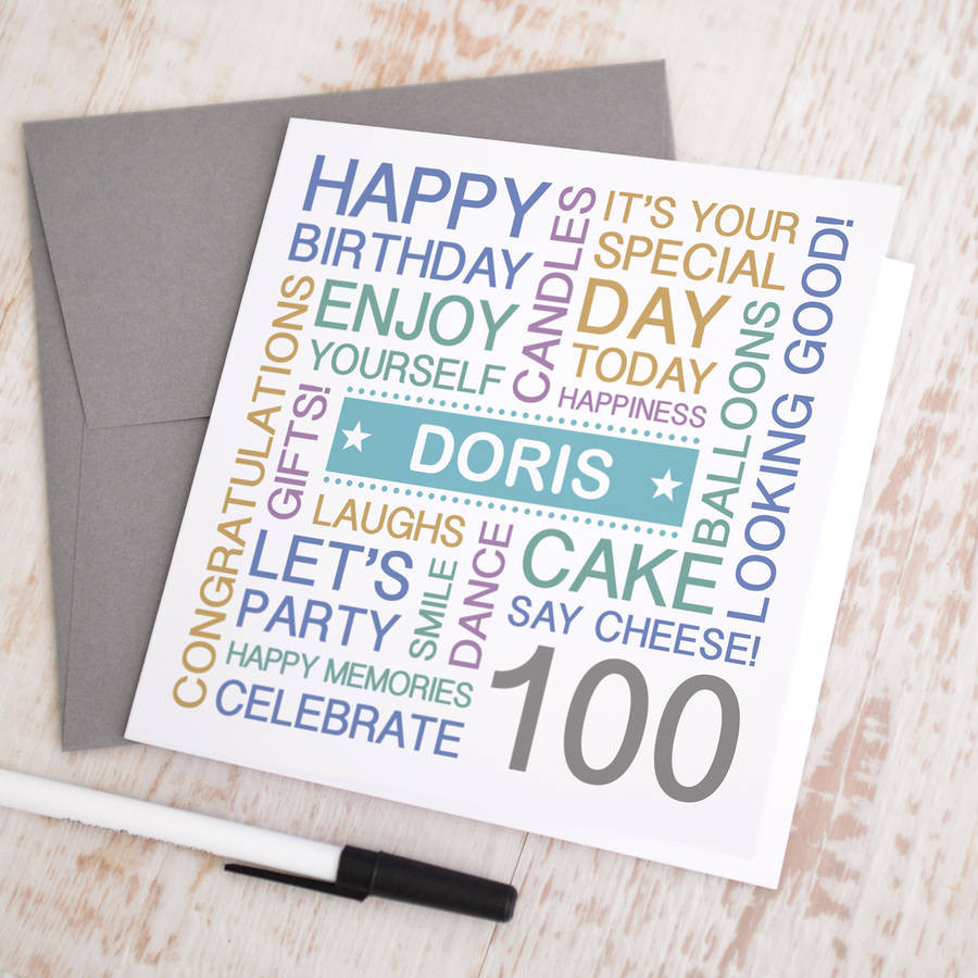 100th Birthday Card
 Personalised 100th Birthday Card By A Type Design