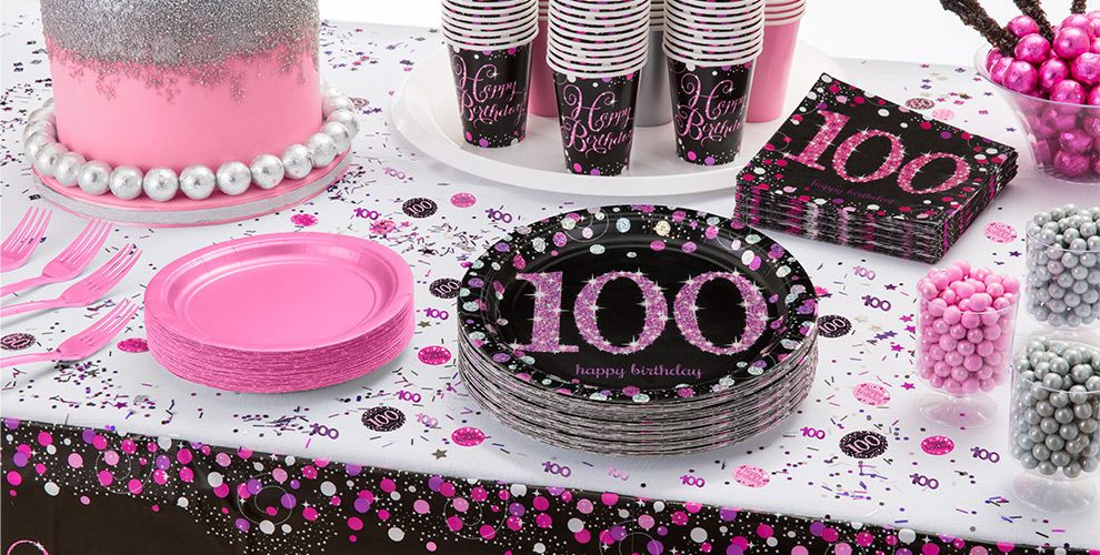 100th Birthday Party Ideas
 Pink Sparkling Celebration 100th Birthday Party Supplies
