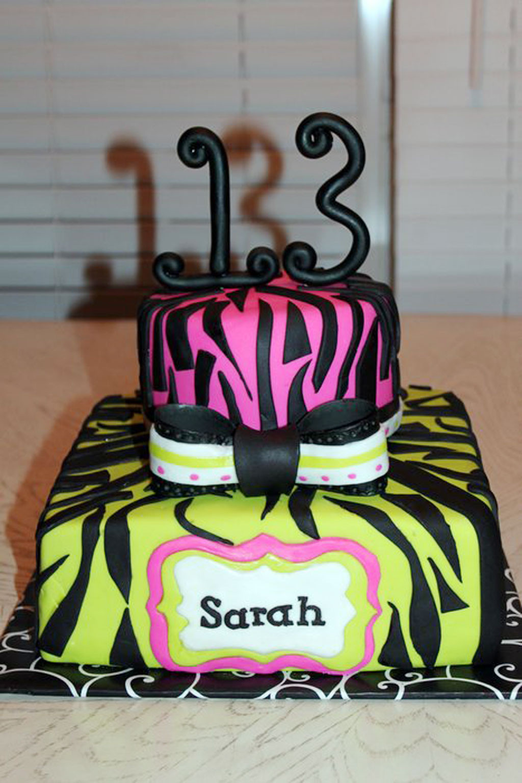13th Birthday Cake
 Zebra Print 13th Birthday Cake Birthday Cake Cake Ideas