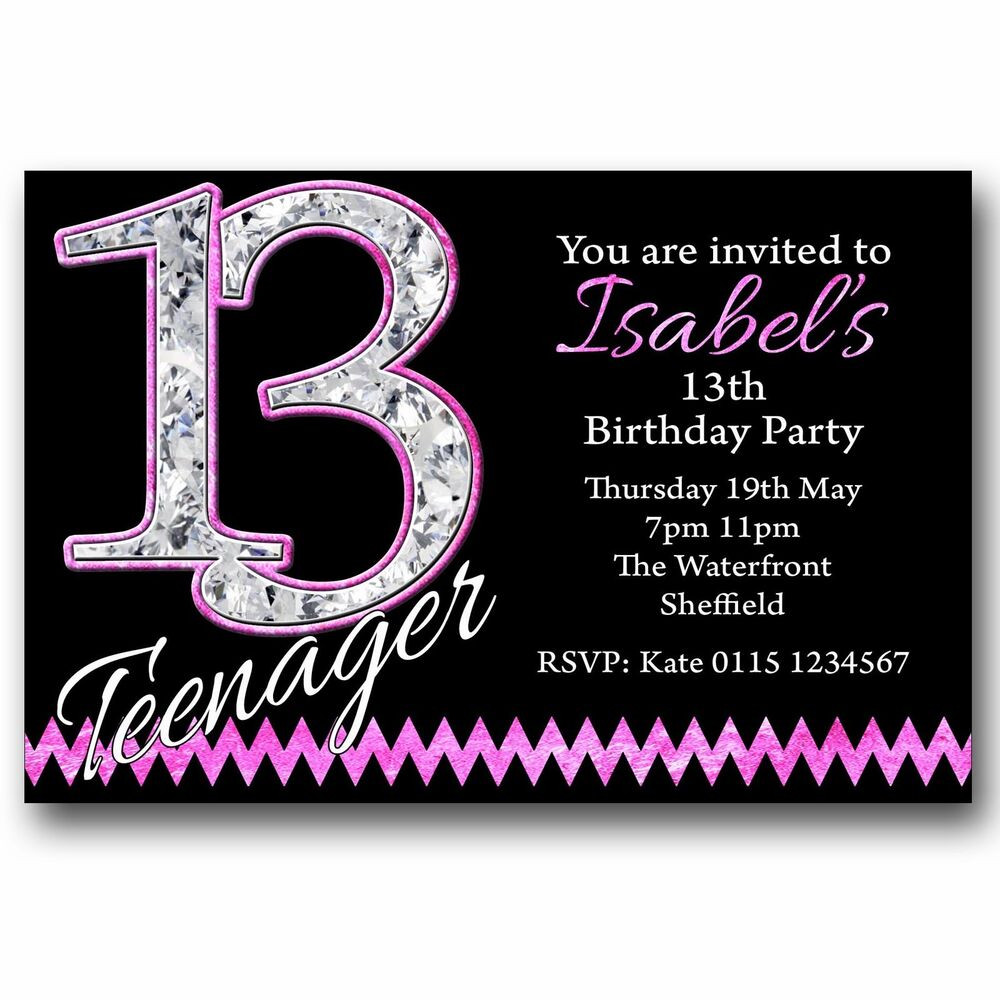 13th Birthday Invitation Wording
 Personalised BOYS & GIRLS Teenager 13th Birthday Party