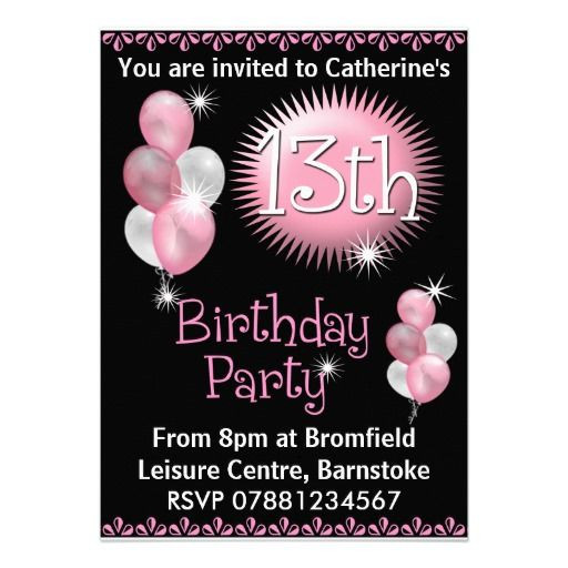 13th Birthday Invitation Wording
 29 best images about 13th Birthday Party Invitations on