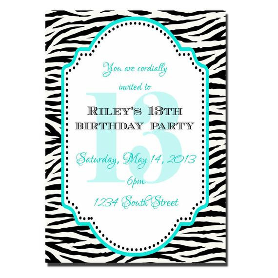 13th Birthday Invitation Wording
 13th birthday Party invitation Girl Birthday by peachymommy