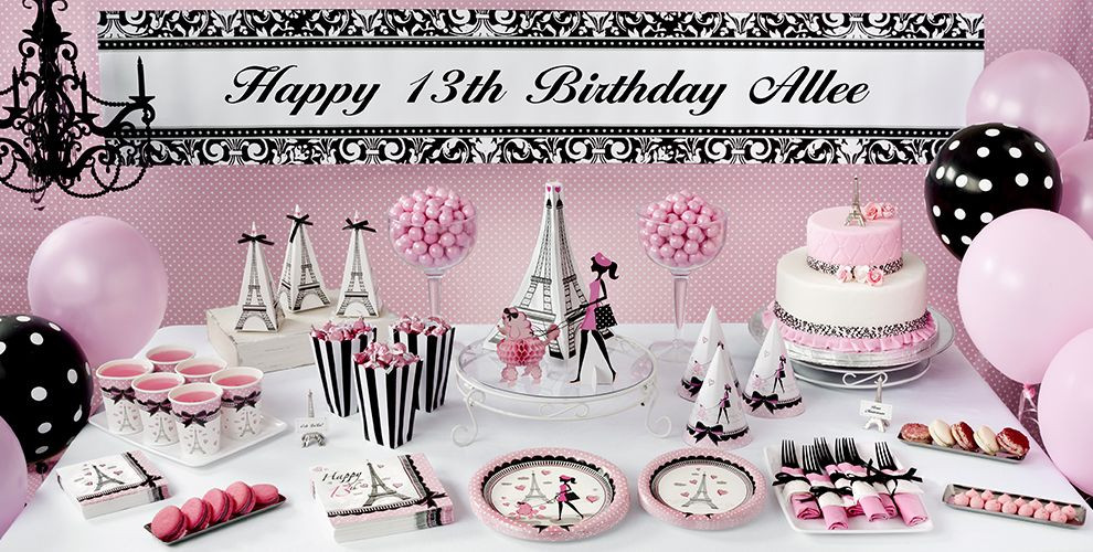 13th Birthday Party Decorations
 Pink Paris 13th Birthday Party Supplies