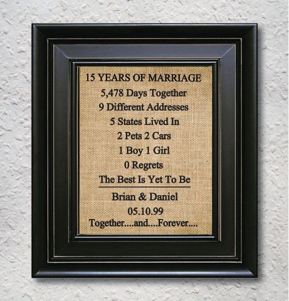 15 Year Anniversary Gift Ideas
 Burlap Art Print 15th Anniversary t 15 Year