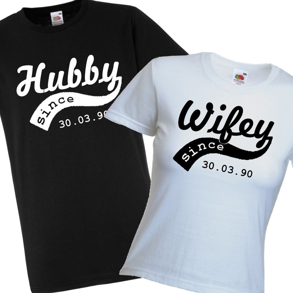 15 Year Anniversary Gift Ideas For Couples
 Wifey Hubby Personalised T shirt Set Wedding Anniversary