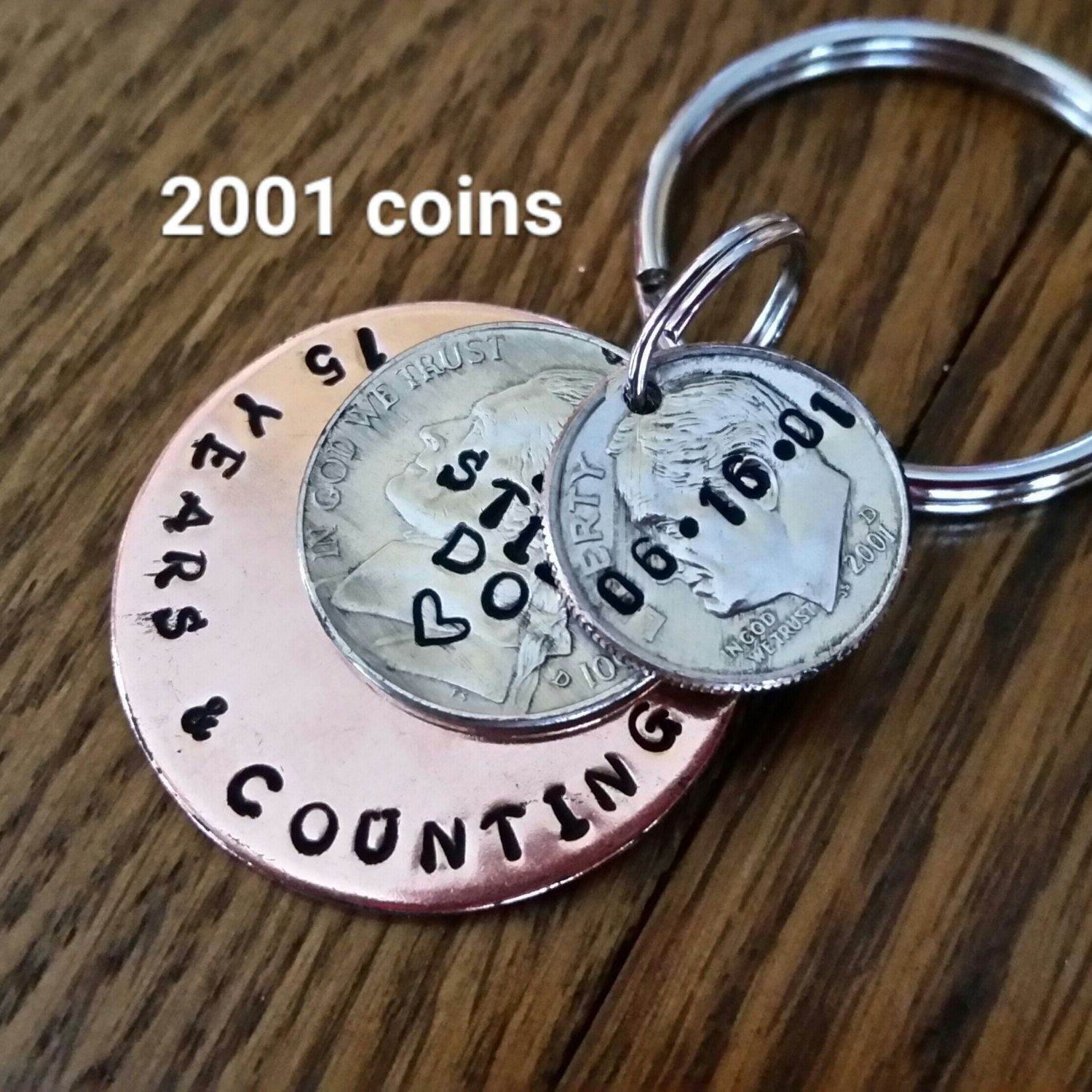 15 Year Anniversary Gift Ideas For Couples
 15 year anniversary keychain handstamped t 15th