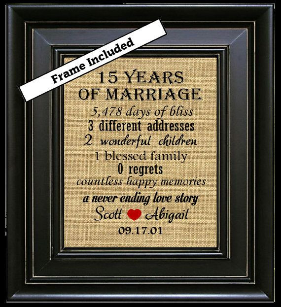 15 Year Anniversary Gift Ideas For Couples
 FRAMED 15th Anniversary Gift for couple 15th Anniversary