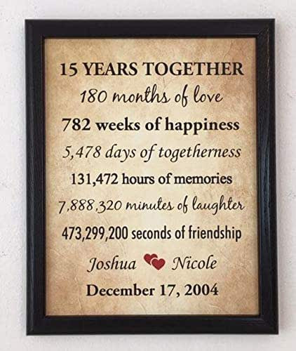 15 Year Anniversary Gift Ideas For Him
 Amazon Framed 15th Anniversary Gifts for Couple 15