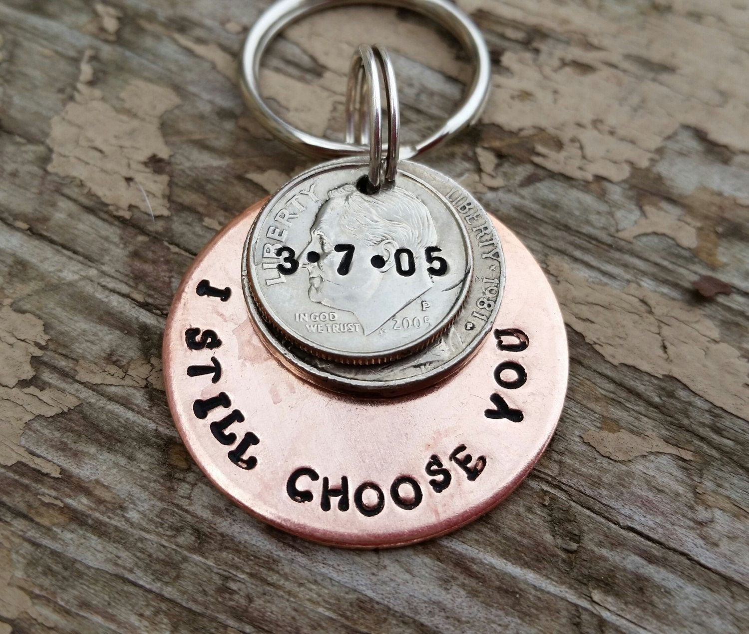 15 Year Anniversary Gift Ideas
 15 year anniversary keychain handstamped t 15th