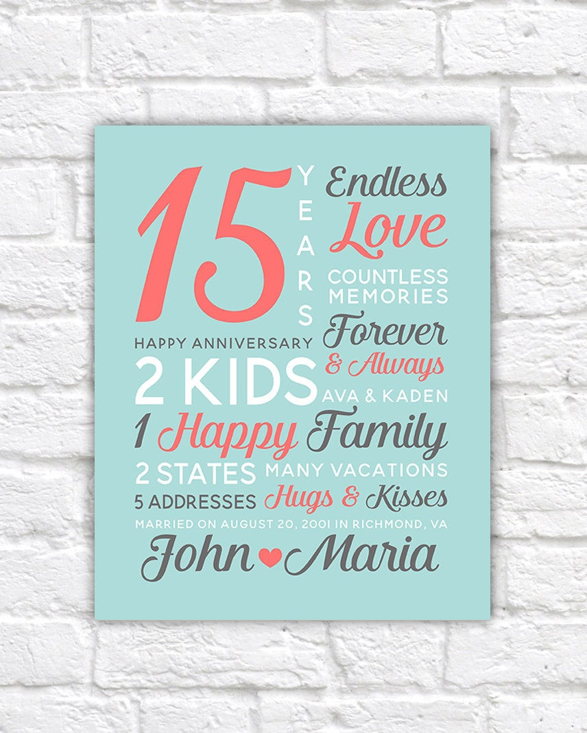 15 Year Wedding Anniversary Quotes
 Personalized Anniversary Gifts Wedding Date Canvas Art 15th