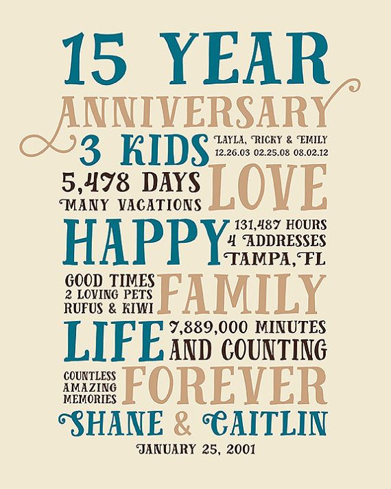 15 Year Wedding Anniversary Quotes
 Anniversary Gifts 15 Year Anniversary Present by