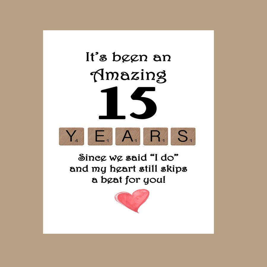 15 Year Wedding Anniversary Quotes
 15th Wedding Anniversary Card Fifteen Wedding Anniversary